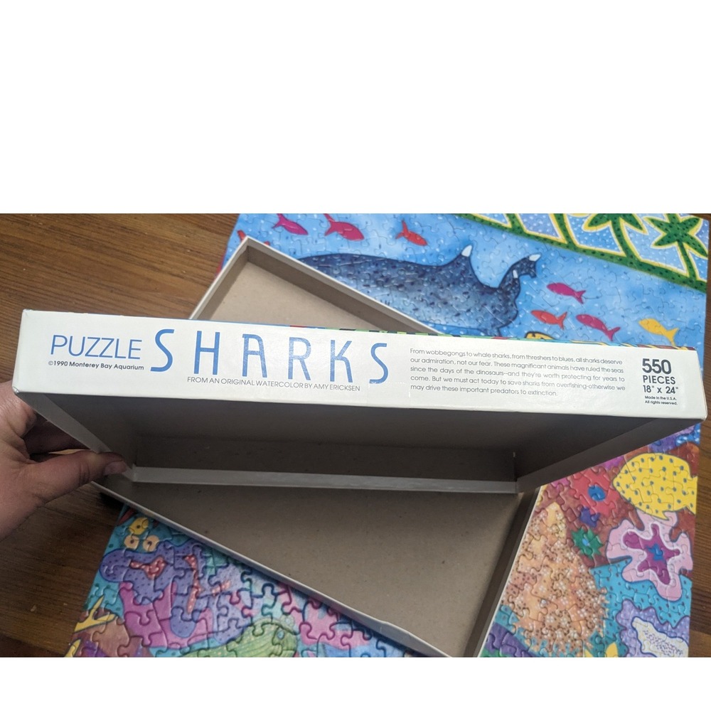 1990 Monterey Bay Aquarium Sharks Puzzle 550 Pieces Amy Ericksen Art 18x24 - Picture 3 of 4